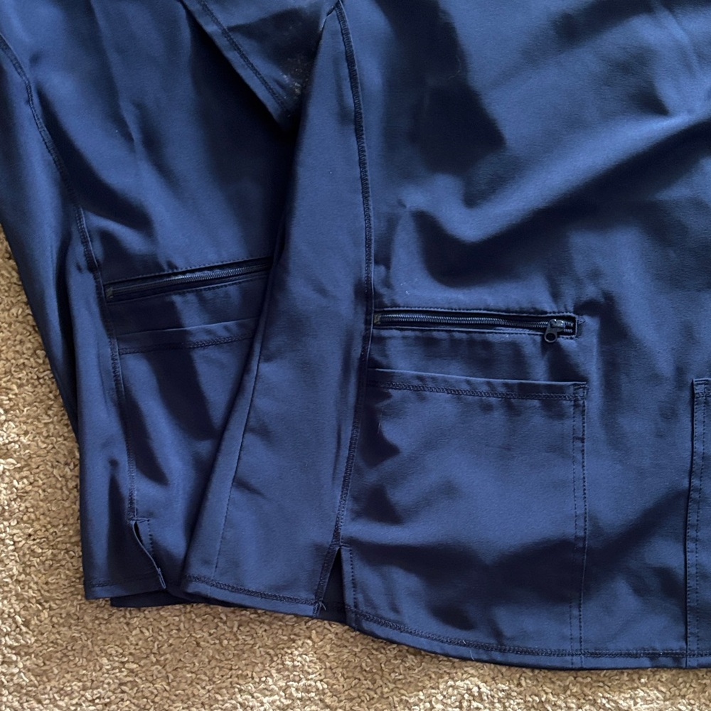 Navy Blue V-Neck Medical Scrub Tops - Set of 2 - Picture 3 of 6